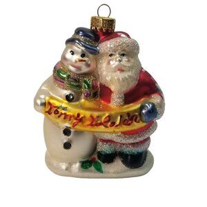 Glass Christmas Ornament Santa Claus Snowman Macys Exclusive Holiday Lane 2010